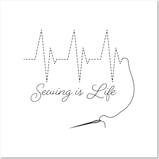 Sewing Heartbeat  Pulse - Sewing Is Life Shirt Posters and Art